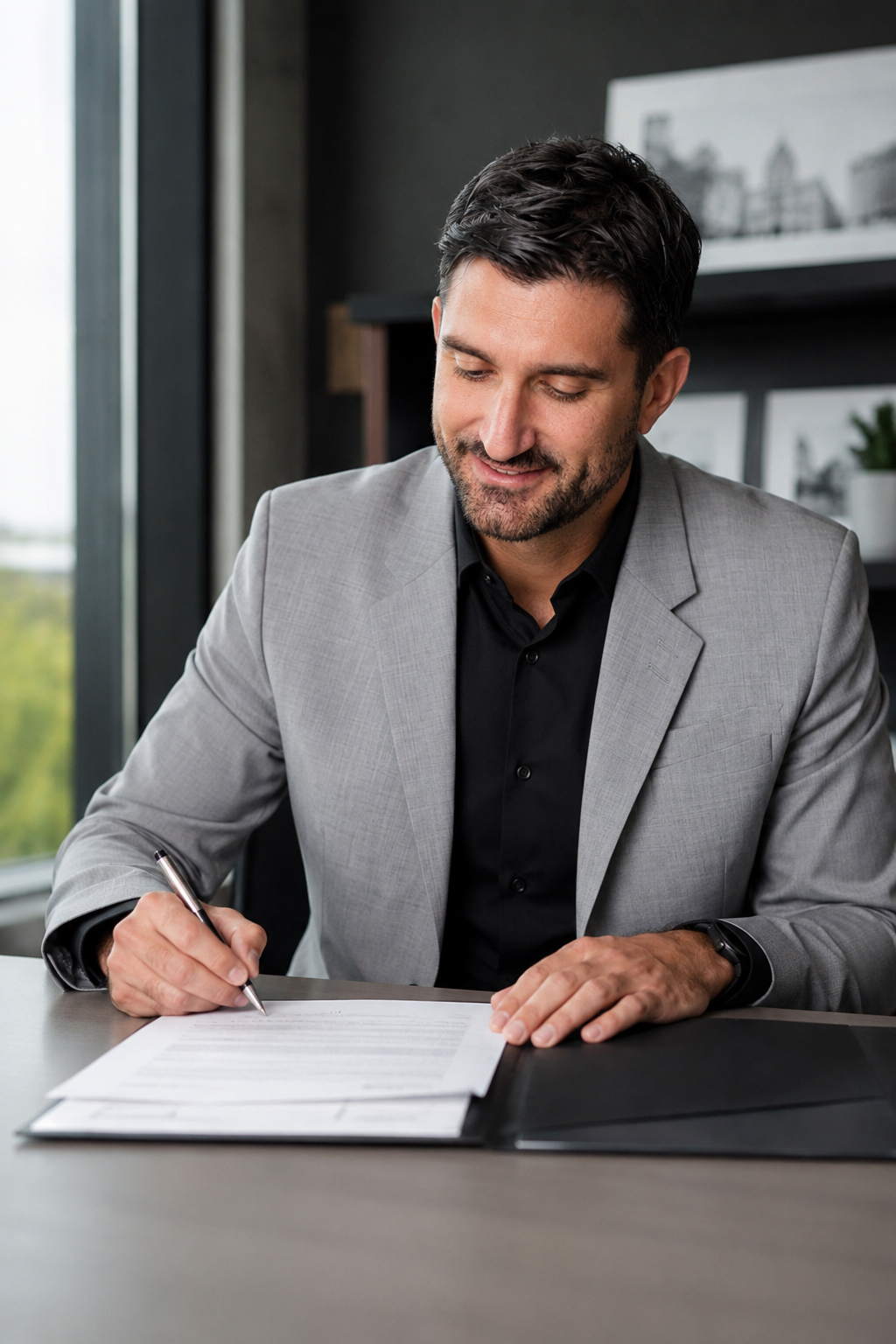 Stéphane Marchand en consultation avec des clients